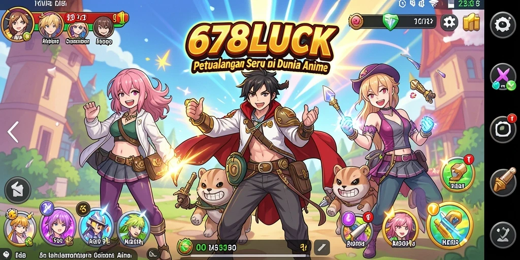 Tampilan layar permainan 678LUCK yang menampilkan karakter anime beraksi.