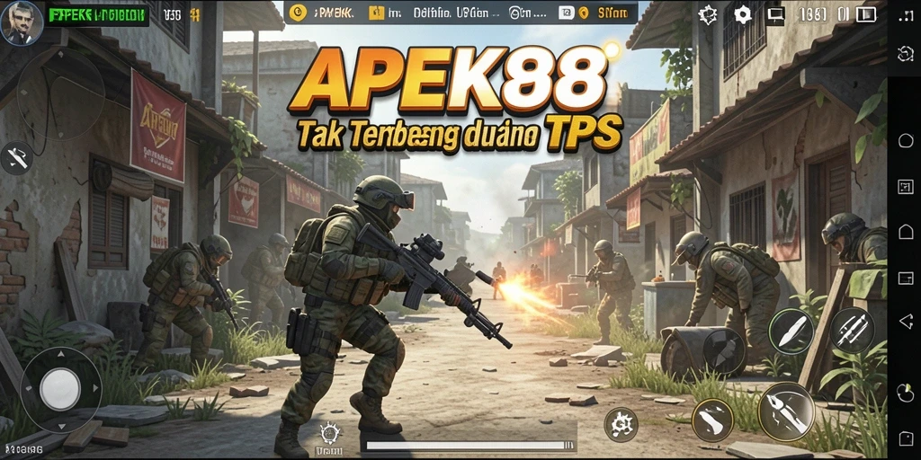 Tampilan gameplay seru APEK88 dengan pertempuran TPS yang mendebarkan.