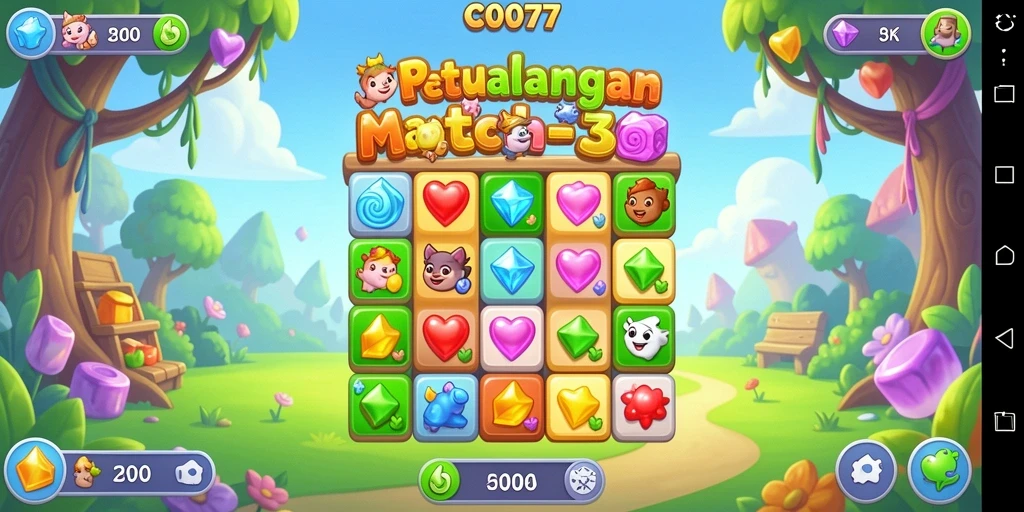 Tampilan gameplay C0077 dengan aksi Match-3 yang seru.