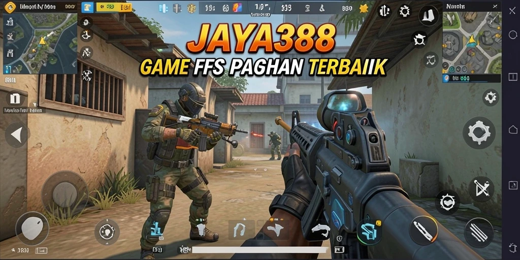 Screenshot utama JAYA388 menampilkan aksi seru dalam gameplay FPS.