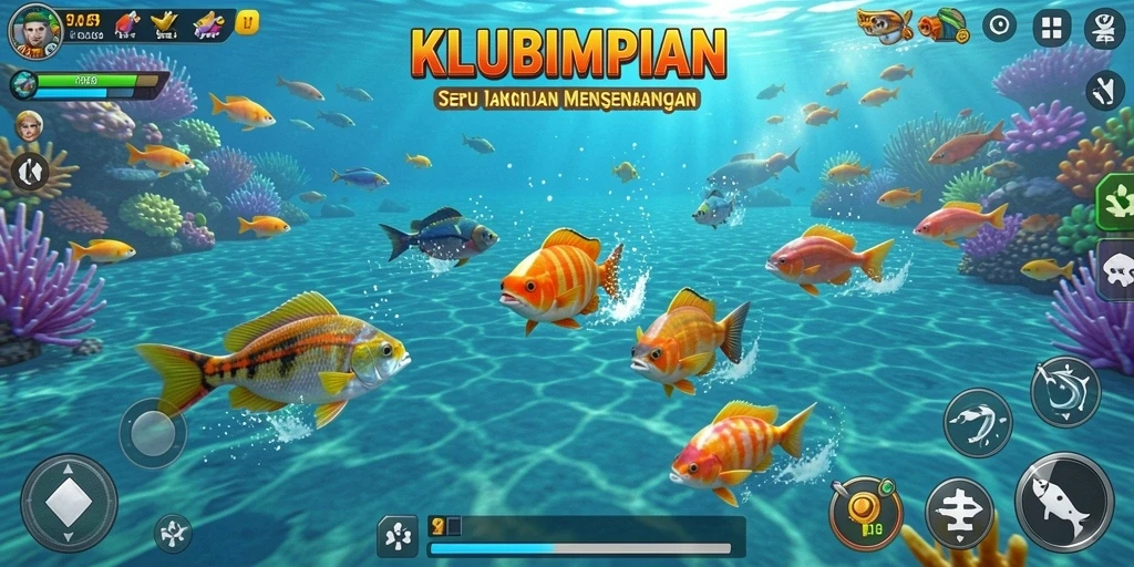 Screenshot gameplay KLUBIMPIAN dengan aksi Tembak Ikan yang seru.