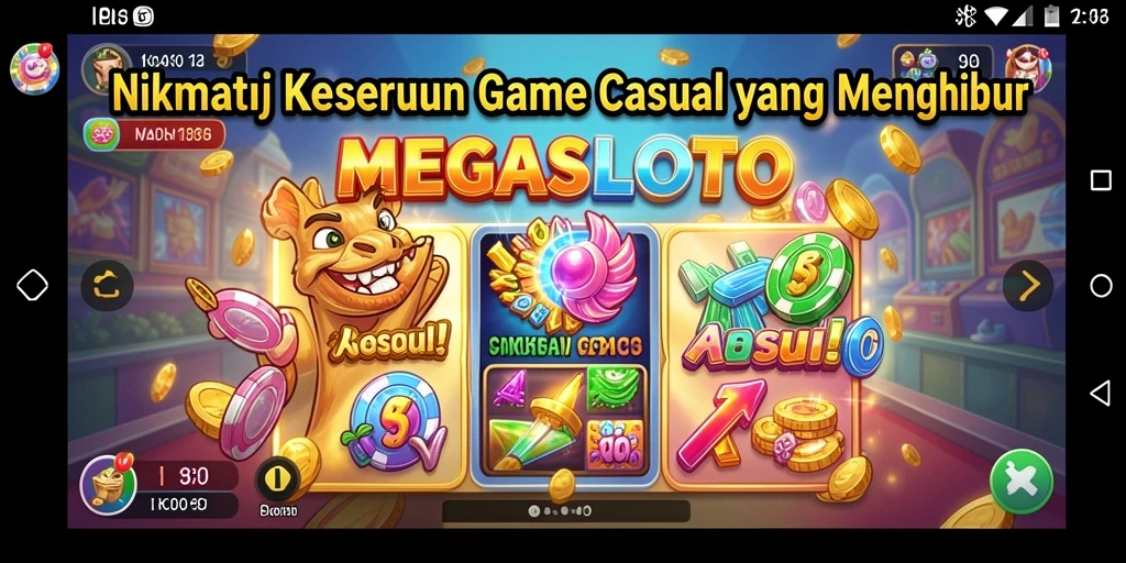 Tampilan gameplay seru dari MEGASLOTO yang penuh warna.