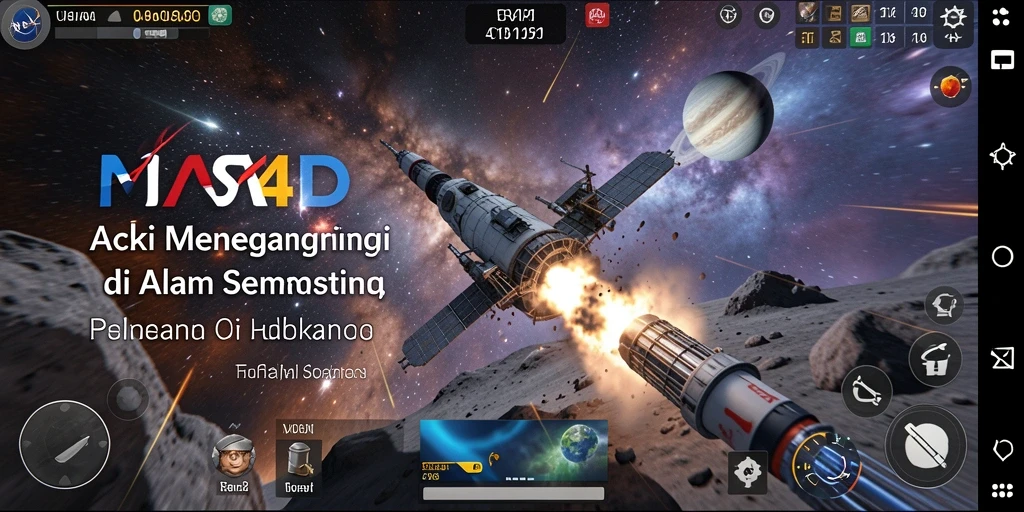 Screenshot gameplay NASA4D menampilkan pertempuran luar angkasa yang menegangkan.