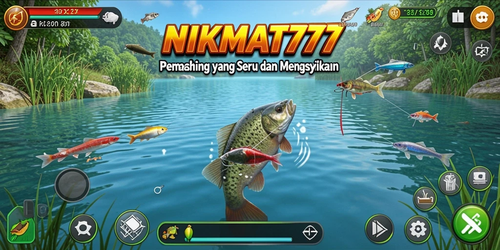 Tampilan gameplay <strong>NIKMAT777</strong> yang menampilkan aksi memancing yang mendebarkan.