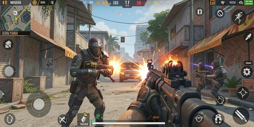 Screenshot gameplay NK666 menunjukkan aksi tembak-menembak yang seru.