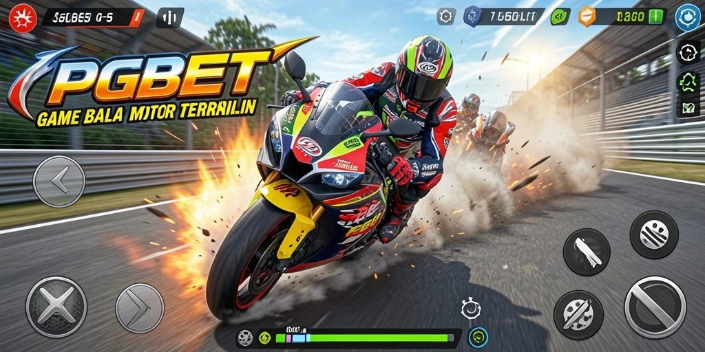 Tangkapan layar PGBET menampilkan aksi balap motor yang intens dan mendebarkan.