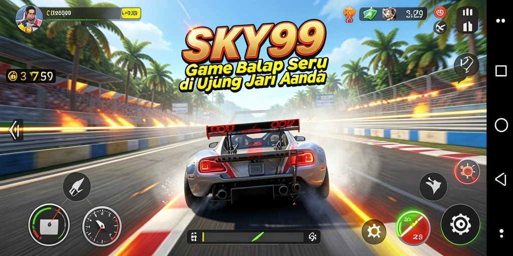 Tampilan gameplay balap yang mendebarkan dan menantang.
