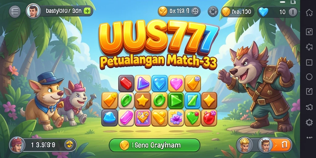 Screenshot gameplay UUS777 dengan permata berwarna-warni yang menarik.