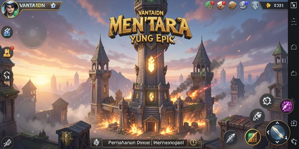 Tampilan gameplay seru di VANTAIDN dengan strategi menara yang mendebarkan.