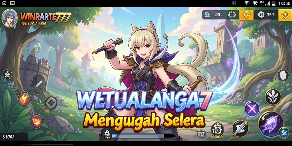Tampilan gameplay WINRATE777 dengan karakter anime yang dinamis.