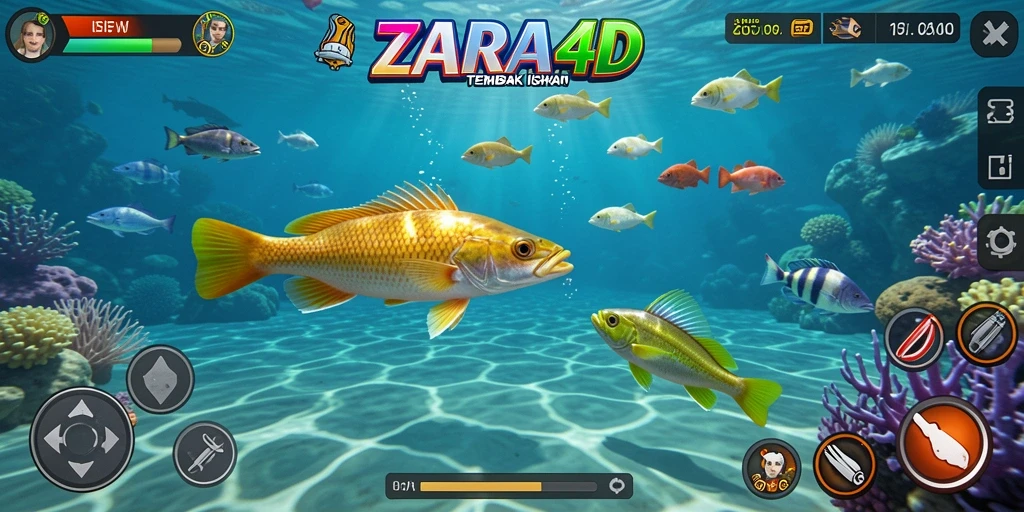 Tampilan gameplay seru ZARA4D saat menangkap ikan.